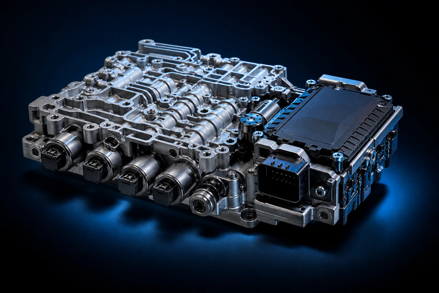 Getriebemechatronik mit elektronischem TCU-Getriebesteuergerät als Beispiel